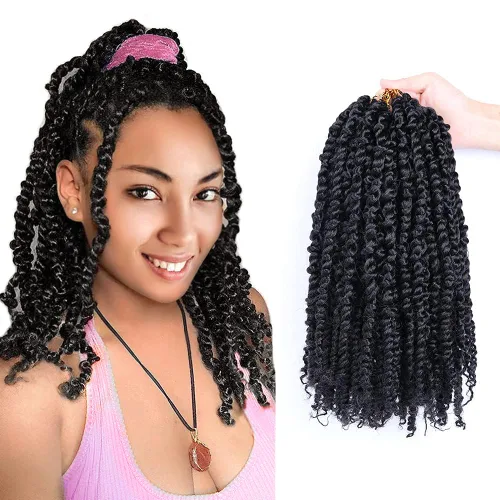 Miniatura 26 de Cabello de ganchillo Passion Twist, cabello Passion Twist pretrenzado, cabello Passion Twist de 10 pulgadas, trenzas de ganchillo cortas Passion