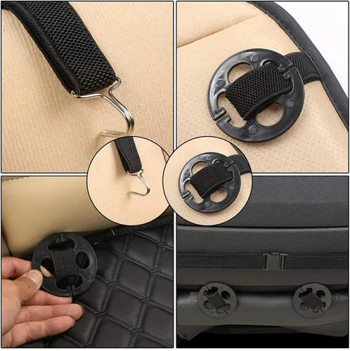 Miniatura 5 de Juego de 24 fundas de asiento de automóvil, ganchos de metal con placa de ciruela, 12 fundas de plástico para asientos de automóvil y 12 ganchos