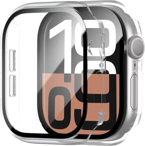 Miniatura 25 de Paquete de 2 fundas rígidas de policarbonato compatibles con Apple Watch, con protector de pantalla de cristal templado sin burbujas para accesorios
