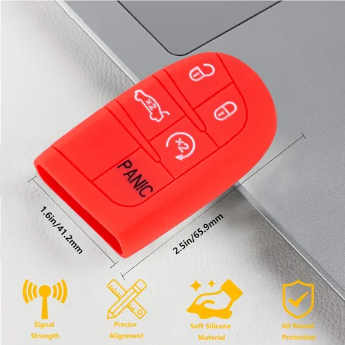 Miniatura 4 de Funda para llavero para Jeep, Dodge Challenger, protector de llave de silicona compatible con Jeep Grand Cherokee Renegade Chrysler 200 300 Dodge