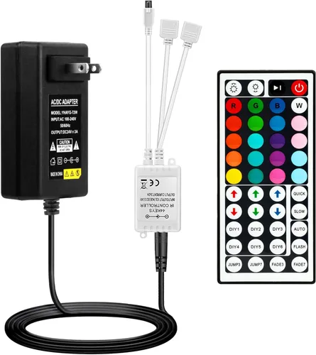 Miniatura 8 de Yiliaw Kit de control remoto IR de 44 teclas - Incluye caja de control de rectificador inalámbrico y adaptador de fuente de alimentación DC 12V 3A