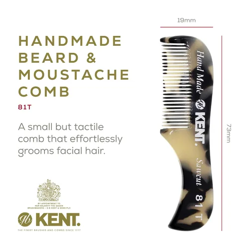 Miniatura 4 de Kent Set de peines de bolsillo para el cabello para hombre, grafito 81T XS, dientes finos FOT, peine plegable de dientes finos 20T. El mejor kit