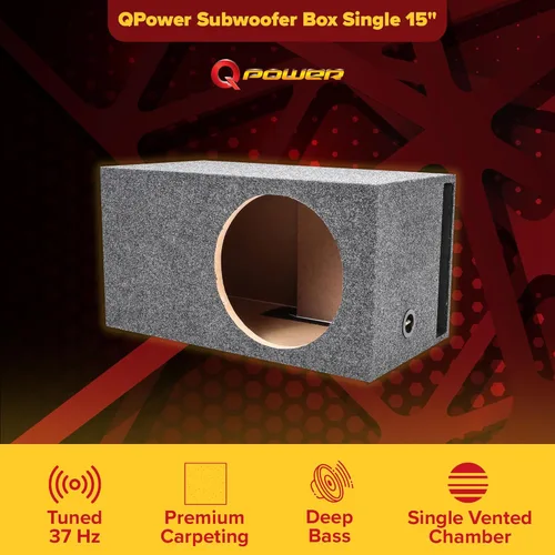 Miniatura 4 de QPower 15 Pulgadas de Alta Resistencia, Subwoofer de Vehículo Extra Grande para Audio de Coche, Caja Woofer con Tapizado de Alfombra, Ventilada