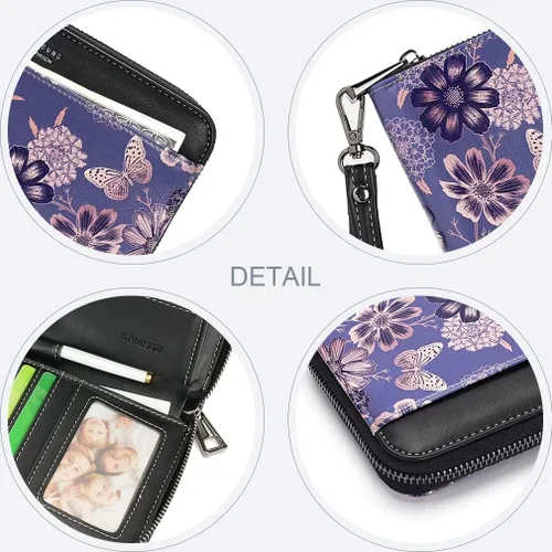 Miniatura 3 de APHISON Billetera para mujer, de gran capacidad, para tarjetas de crédito, RFID, monedero, luna, lindo, animal, floral, celular, pulsera, teléfono