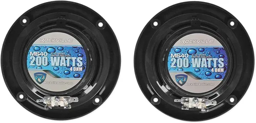 Miniatura 4 de Rockville Par de altavoces marinos MS40B de 200 W, 4 pulgadas, 4 ohmios, impermeable, diseño compacto, sonido de alta fidelidad, resistente a
