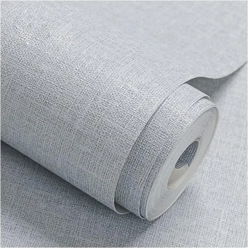 Papel tapiz de tela despegable y adhesivo gris imitación hierba, papel de pared autoadhesivo de 17.8" x 118", papel tapiz de lino removible con
