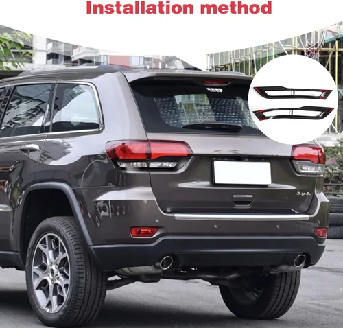 Miniatura 7 de para Grand Cherokee Cubierta de Luz Trasera Moldura Bisel Negro para Jeep Grand Cherokee 2014 2015 2016 2017 2018 2019 2020 Accesorios Exteriores