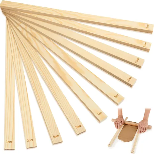 Miniatura 10 de Sasylvia Juego de 10 guías de rodillo de cerámica para enseñanza de madera, juego de guía de profundidad de arcilla polimérica, herramientas