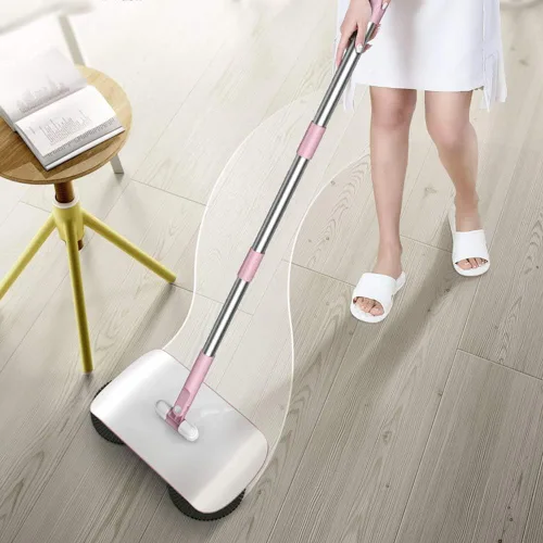 Miniatura 3 de TOPINCN Hogar perezoso automático mano empujar barredora escoba barredora máquina trapeador escoba recogedor herramientas de piso () Rosado