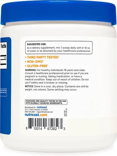 Miniatura 4 de Nutricost - Glicina en polvo 1 lb - Sin OMG, sin gluten