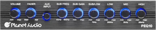 Ecualizador de coche Planet Audio PEQ10 - 4 bandas, preamplificador, medio DIN, salida de subwoofer con filtro ajustable, bandas fijas, control