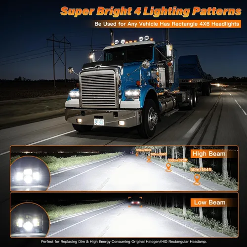 Miniatura 2 de Faros LED de 4 x 6 pulgadas con certificación DOT, 2 piezas, haz alto/bajo, rectangular, para camiones Kenworth T800, W900, Peterbilt, Oldsmobile
