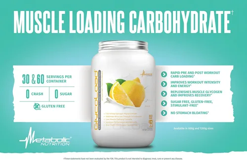 Miniatura 4 de Metabolic Nutrition, Glycoload, 100% micronizado cíclico racimo dextrina carbohidrato en polvo, glucógeno muscular carga de carbohidratos, Sin sabor.