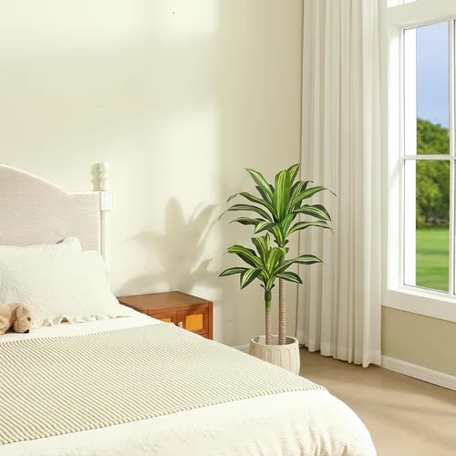 Miniatura 7 de Ferrgoal Plantas artificiales, árbol de Dracaena de 4 pies, plantas de imitación para interiores y exteriores, árbol falso con cesta tejida