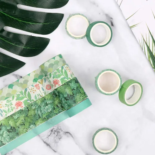 Miniatura 6 de LOMIMOS 12 rollos de cintas Washi, cinta decorativa de cactus floral de plantas verdes para álbumes de recortes, diarios, decoración de bricolaje