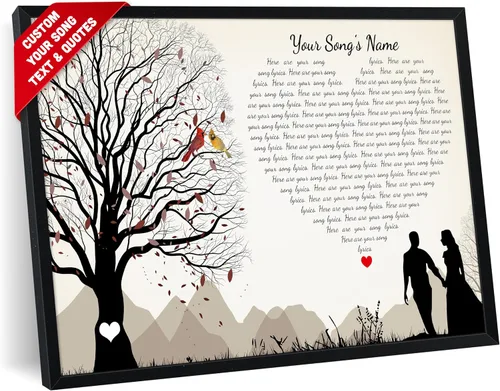 Miniatura 13 de SANTANNA Letras de música personalizadas, impresiones artísticas para decoración de pared (paisajes, pájaros rojos y árbol)