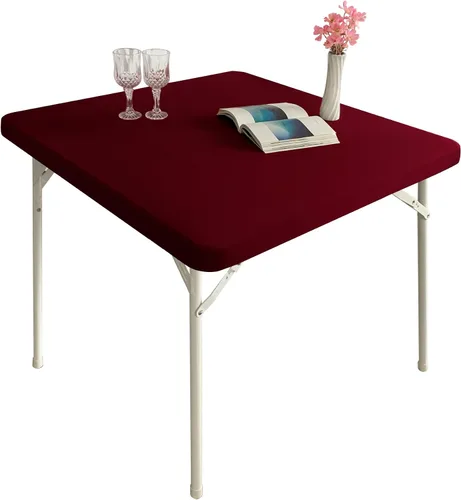 Miniatura 7 de Mantel elástico para mesa auxiliar de cóctel, ajustable de elastano, tamaño pequeño, para mesa auxiliar, 24 x 24 pulgadas, color beige