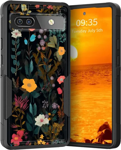 Miniatura 71 de Funda para Pixel 6A, Híbrida de Doble Capa de Servicio Pesado Resistente a Prueba de Golpes PC Duro + Funda Protectora de Silicona Suave para Google