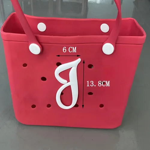 Miniatura 5 de 2 piezas de accesorios de letras compatibles con agujero de playa, dijes decorativos del alfabeto