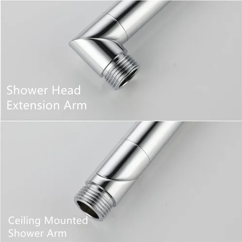 Miniatura 4 de Bropury Arma de extensión de cabezal de ducha ajustable en forma de L de 11.5-18 pulgadas y conversión Brazo de ducha montado en el techo de 11-19