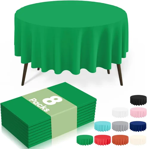 Miniatura 31 de misaya Paquete de 4 manteles desechables de plástico, mantel redondo impermeable de 84 pulgadas, a prueba de fugas y resistentes manteles Azul