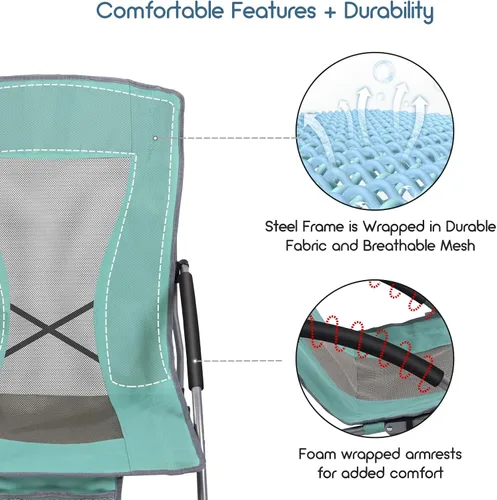 Miniatura 6 de Coastrail Outdoor Silla de playa plegable de malla ligera para acampar al aire libre, césped, bolsa de transporte incluida, soporta 250 libras
