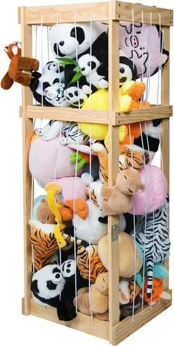 Almacenamiento de animales de peluche con gran capacidad, almacenamiento de juguetes de zoológico de animales de peluche, organizador de Natural