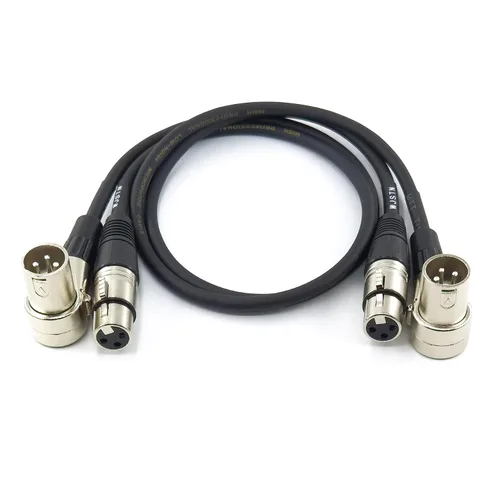Miniatura 9 de WJSTN Cable XLR macho en ángulo recto XLR macho a hembra recto de 1 pie, adaptador de audio de micrófono XLR para cámara, mezclador, interfaz