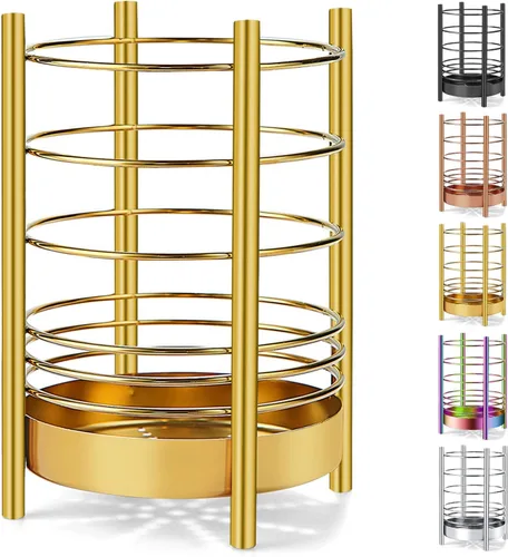 Soporte dorado para utensilios de cocina para encimera de cocina, utensilios de acero inoxidable, revestimiento de titanio dorado, organizador de 3.
