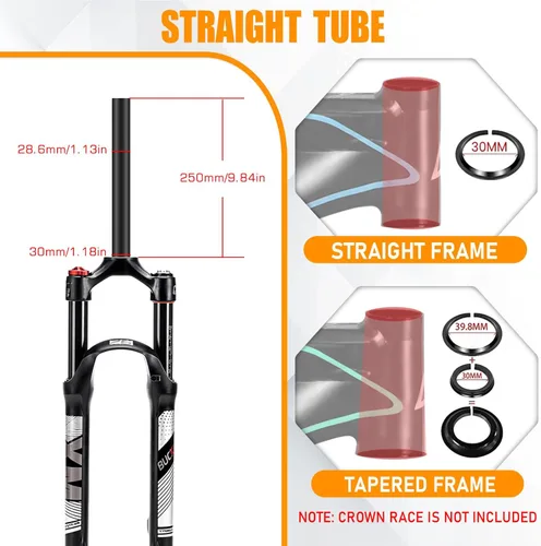 Miniatura 3 de BUCKLOS Horquilla MTB de Suspensión de Aire de 120mm para Viaje, 26/27.5/29, Ajuste de Rebote 1 1/8 Tubo Recto/Conico QR 9mm, Bloqueo Manual/Remoto