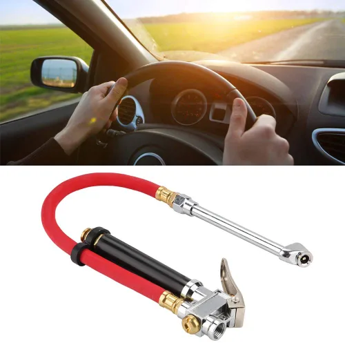Miniatura 7 de Inflador de neumáticos, llenador de presión de coche de mano con doble medidor de mandril para vehículos, herramienta portátil para manguera