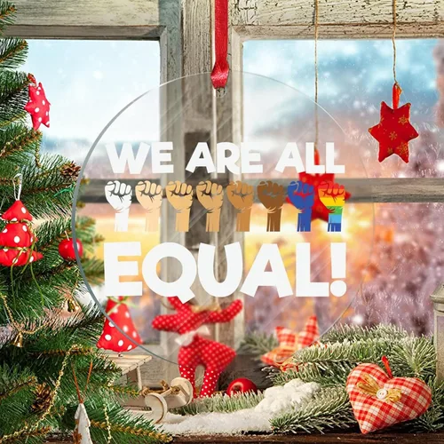 Miniatura 3 de We are All Equal - Adornos de Navidad bisexuales, orgullo arco iris, gay, LGBTQ, decoración de árbol de Navidad, recuerdo, novedad gay, adornos