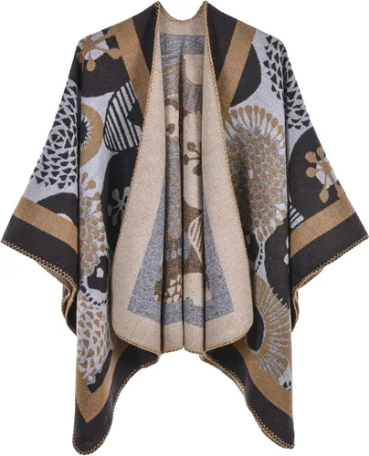 Miniatura 10 de KirGiabo Suéter a Cuadros para Mujer Poncho Capa Abrigo Frente Abierto Manta Chales y Envolturas