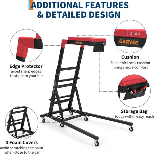 Miniatura 5 de Garvee Enredadera lateral superior, altura ajustable de 48 a 68 pulgadas, capacidad de 400 libras, enredadera automotriz superior alta con 6 ruedas