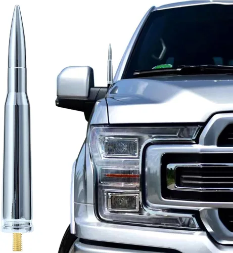 Miniatura 13 de Antena de bala Calibre 50 para auto y camión con diseño de bandera americana Compatible con Ford F150 F250 F350, Dodge RAM 1500, Chevy Silverado