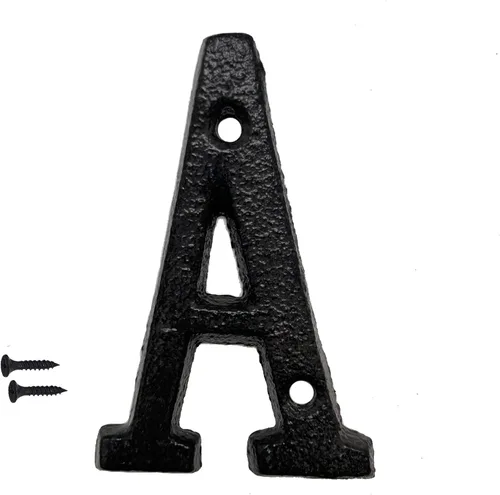 Miniatura 2 de Letras del abecedario de 3" en metal de hierro fundido decorativas, estilo clásico, para colgar letreros de pared, dirección, nombre, letrero