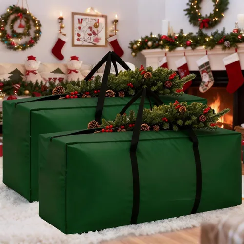 Paquete de 2 bolsas de almacenamiento extra grandes para árboles artificiales de hasta 12 pies de alto, 68 pulgadas de largo x 30 pulgadas de ancho