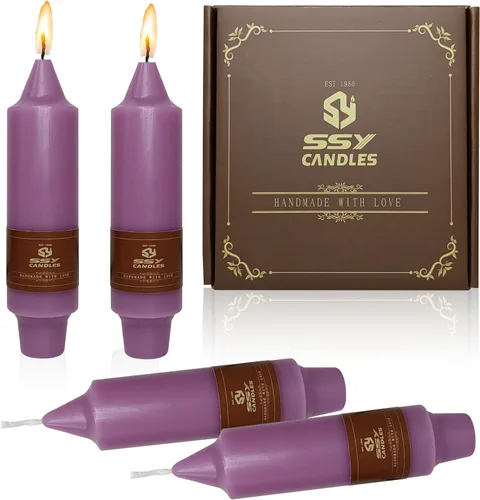 Miniatura 19 de Velas cónicas cortas de 5 pulgadas, velas sin aroma hechas a mano, juego de 4 con tiempo de combustión largo, velas retorcidas para boda, hogar