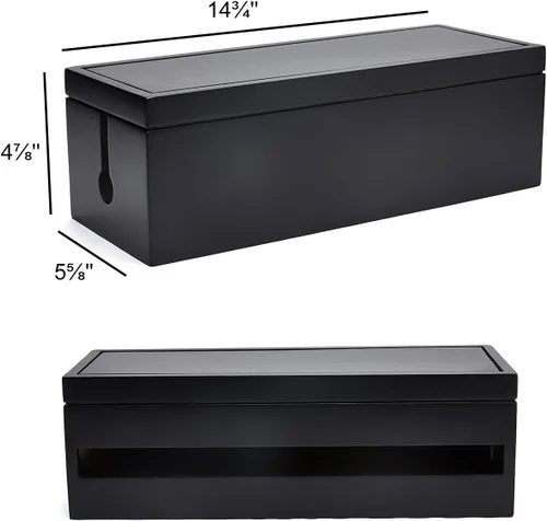 Miniatura 4 de Changsuo Caja organizadora de cables de madera, caja organizadora de cables para cable de extensión, protector de sobretensiones, organizador