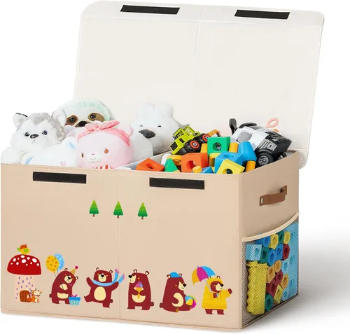 Miniatura 18 de Caja de almacenamiento grande de juguetes de 40 litros con tapa, caja grande de juguetes para niños, niñas y niños, cuarto del bebé y sala de estar