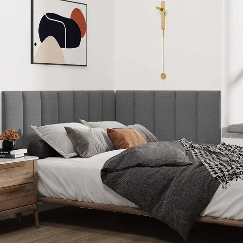 Miniatura 4 de IFNOW Cabecera tapizada para montar en la pared, paneles de pared 3D insonorizados, cabecero autoadhesivo para tamaño Queen, decoración del hogar