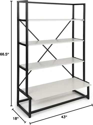 Miniatura 3 de Displays2go Exhibición de estantería portátil con 4 niveles, de pie, madera de paulownia - blanco (SMPSU1SU)
