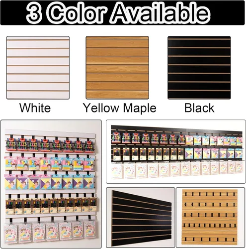 Miniatura 3 de FRAYSCENT Paneles de pared de listones para exhibición minorista, paquete de 2 paneles de 4 x 2 pies, panel de tablero de MDF negro para organizador