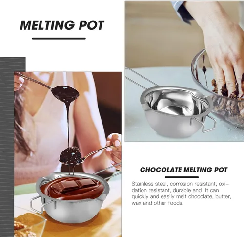 Miniatura 6 de 1 juego de olla doble de acero inoxidable para hervir agua con boquilla de doble vertido para vela, mantequilla, chocolate, queso, caramelo, 13.5 fl