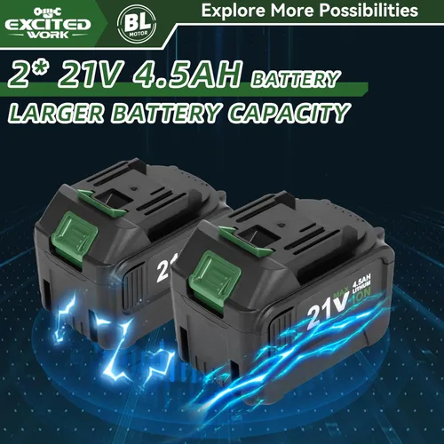 Miniatura 4 de Juego de llave de impacto sin escobillas de 20 V, llave de impacto de 1/2 pulgada de 600 Nm con 2 baterías de 4.5 Ah, pistola de impacto de alto par
