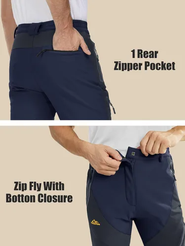 Miniatura 6 de MAGCOMSEN Men's Winter Pants Snow Pants Fleece Lined Water Resistant 4 Zip Pockets Skiing Pants