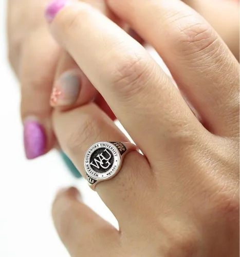 Miniatura 3 de Ssjewel Customize Own University Name Ring Personalize Women's High School Ring Graduation Gift Ring 14K Gold Finish Men High School Class Ring