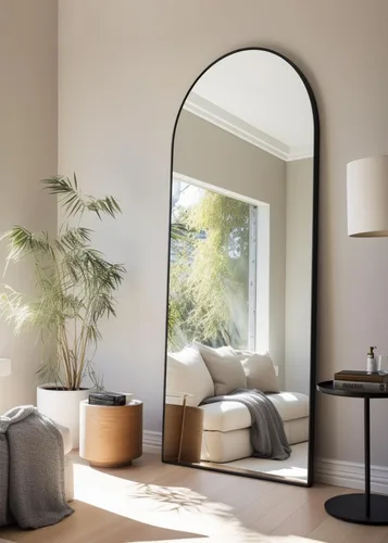 Miniatura 23 de Espejo Arqueado de Longitud Completa de 65''x22'' con Soporte, Espejo de Cuerpo Completo de Longitud Completa de Pie Independiente, Espejos