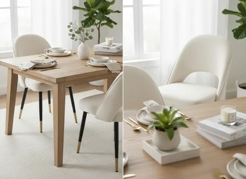 Miniatura 8 de LukeAlon Juego de 2 sillas de comedor clásicas de terciopelo, sillas de cocina tapizadas con respaldo abierto con patas de metal, sillas laterales