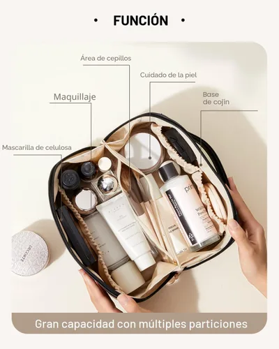 Miniatura 2 de EACHY Bolsa de Maquillaje de Viaje, Bolsas de Cosméticos de Gran Capacidad para Mujeres, Bolsa Portátil Impermeable que se Abre Plana, Bolsa de Aseo